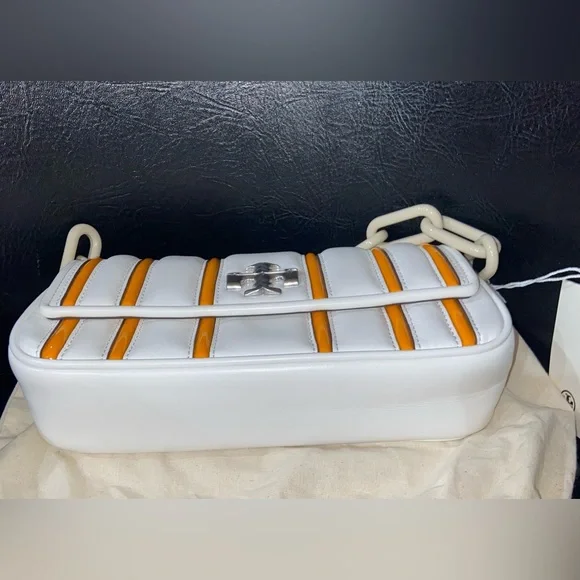 🔥rare🔥🎁Tory Burch Kira small bombe stripe flap shoulder bag - Picture 10 of 16